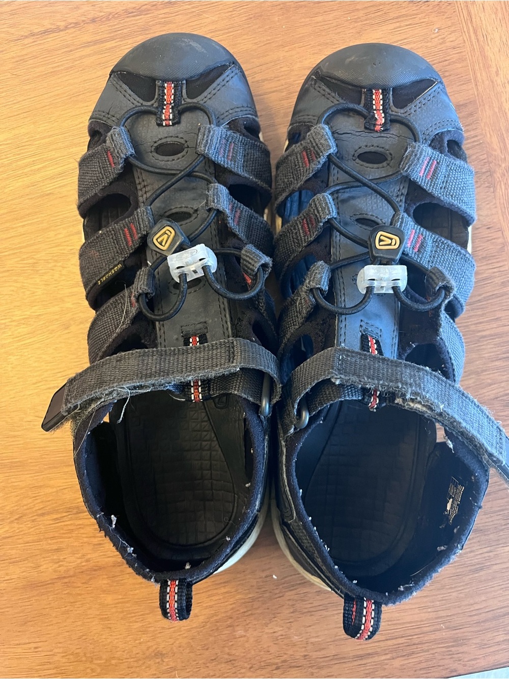 Keen Kids Black Sport Sandals with Red Accents